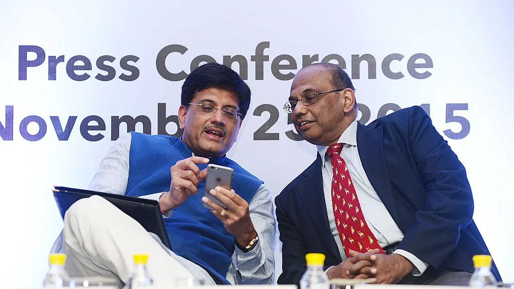 File photo of Minister for Power, Coal and Renewable Energy Piyush Goyal at a press conference in New Delhi regarding a milestone achieved by Energy Efficiency Services Limited (EESL). The Congress on Monday alleged a scam in the LED items tendering process&nbsp;