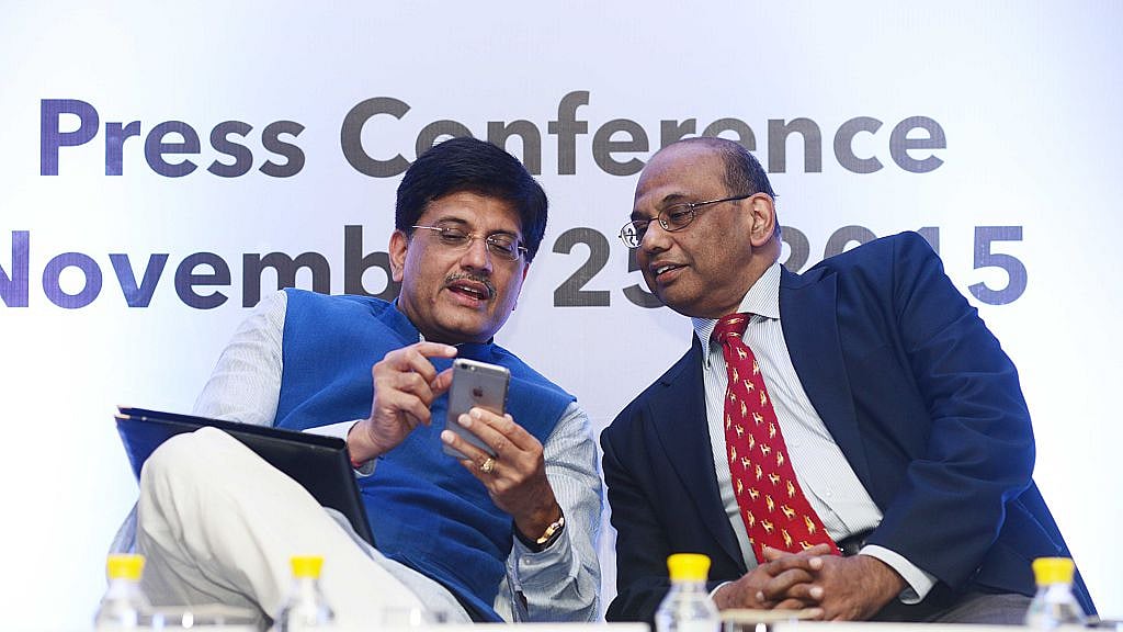 File photo of Minister for Power, Coal and Renewable Energy Piyush Goyal at a press conference in New Delhi regarding a milestone achieved by Energy Efficiency Services Limited (EESL). The Congress on Monday alleged a scam in the LED items tendering process&nbsp;