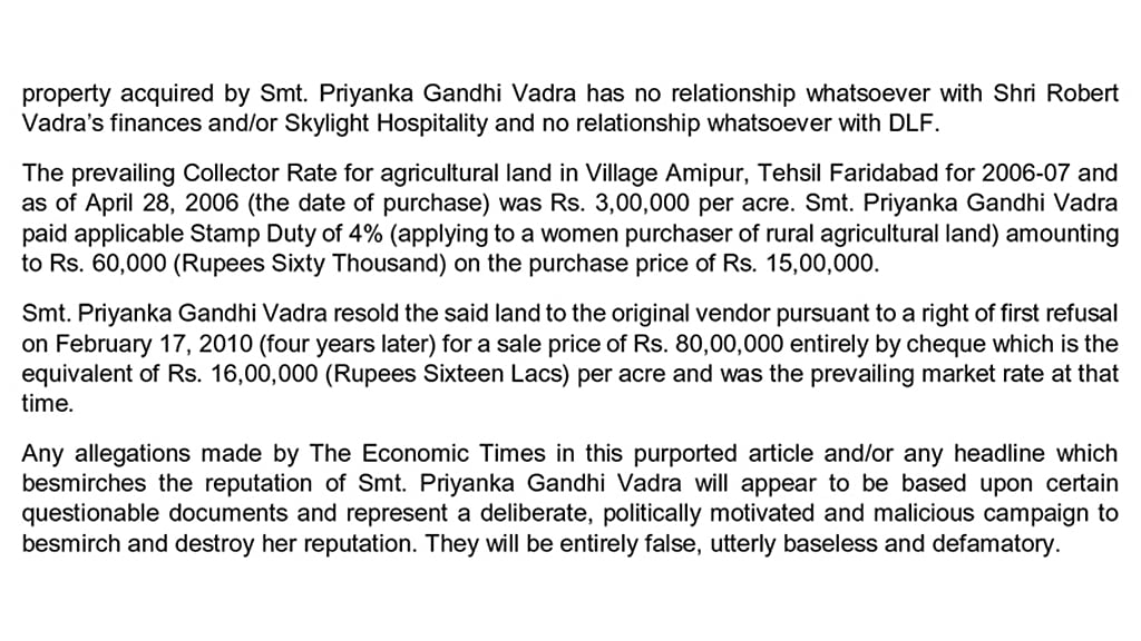 Allegations over land in Haryana baseless: Priyanka Gandhi Vadra