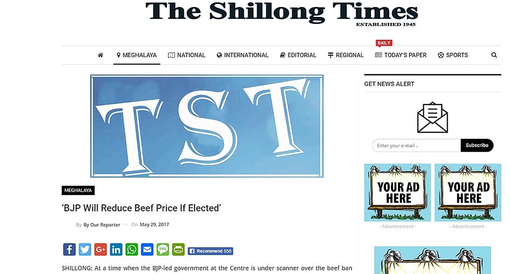 In Shillong, BJP promises to lower price of beef