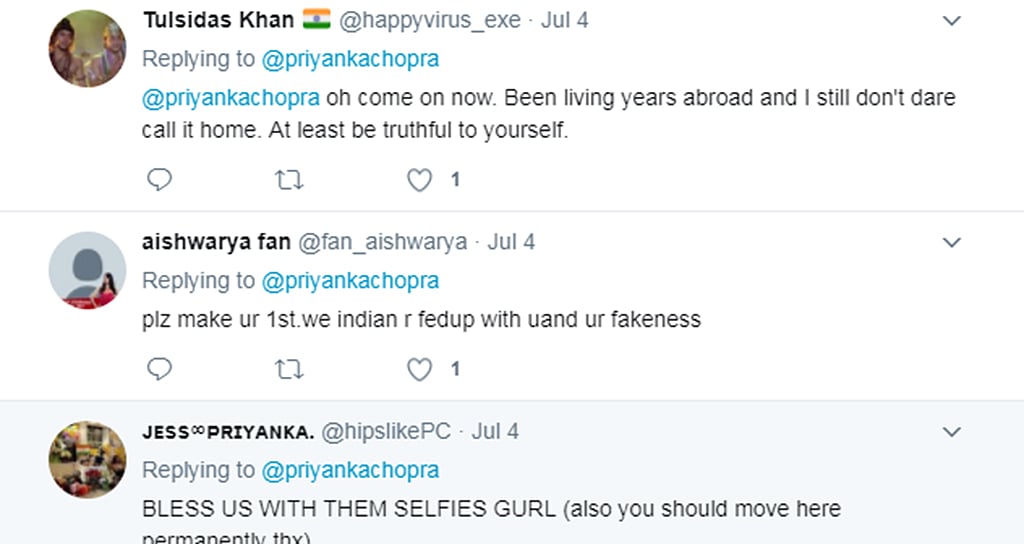 Entertainment: Twitterati flays Priyanka for ‘second home’ remark 