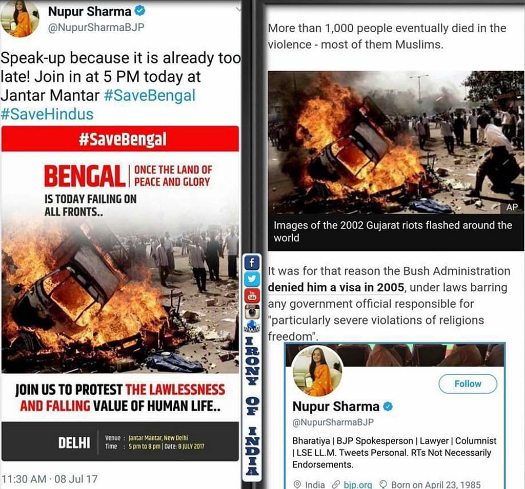 BJP spokesperson tweets image of Gujarat riots, says it’s from WB