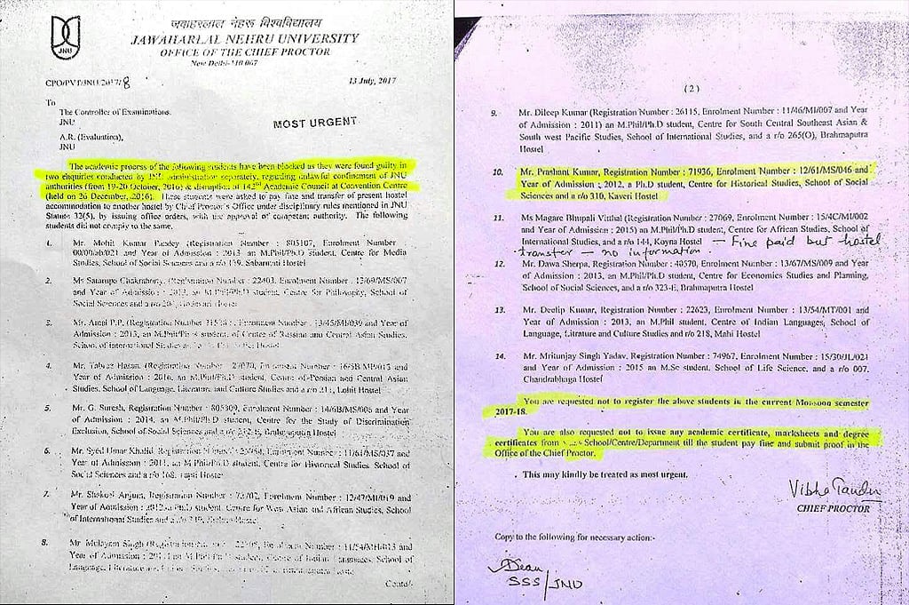 JNU penalises 30 students for pointing fingers and sloganeering