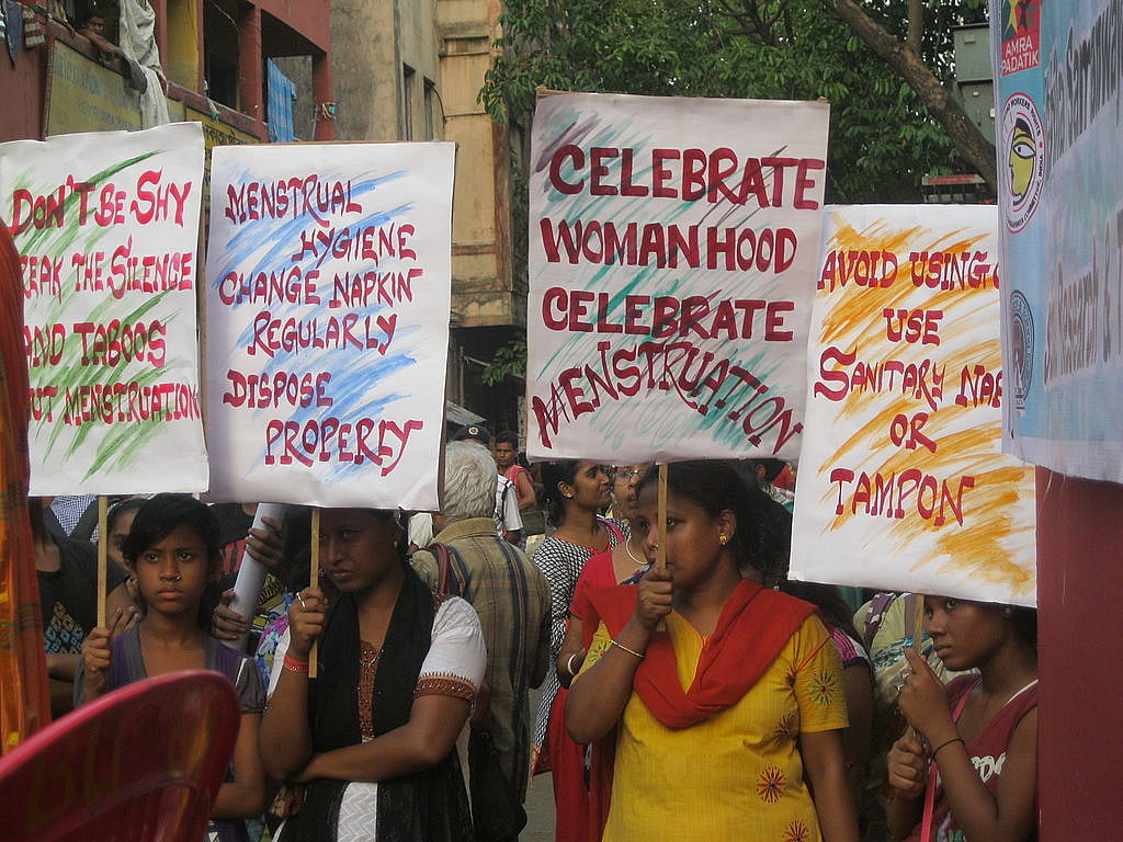 Indian women come together to raise the topic of menstruation on a public platform