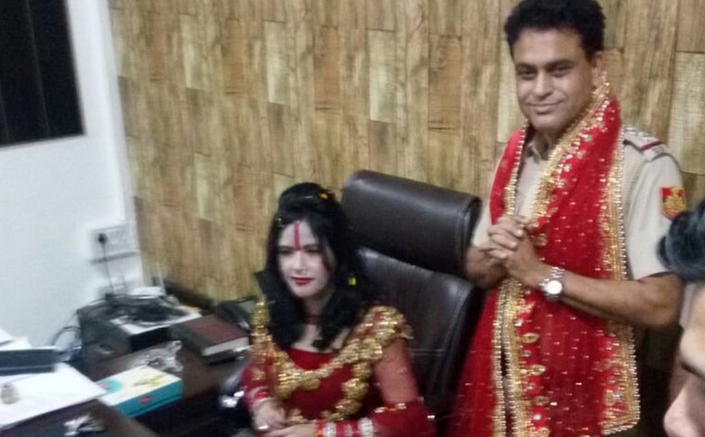 Radhe Maa enjoys ‘VIP treatment’ at a Delhi police station, occupies SHO’s chair