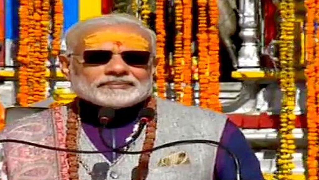 Modi in Kedarnath blames Cong for not letting him rebuild Kedarnath after deluge