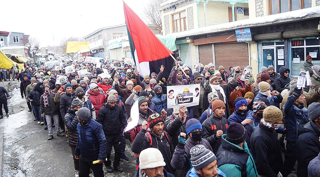 Protest in Kargil against Netanyahu’s India visit