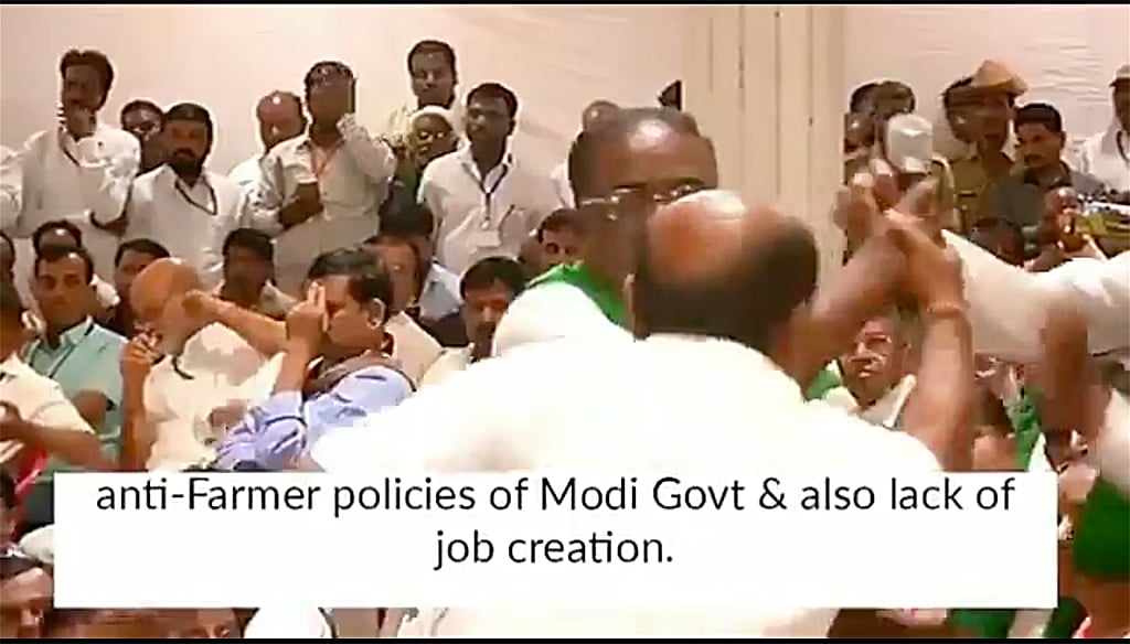 Watch: Farmer silenced at Amit Shah meeting 