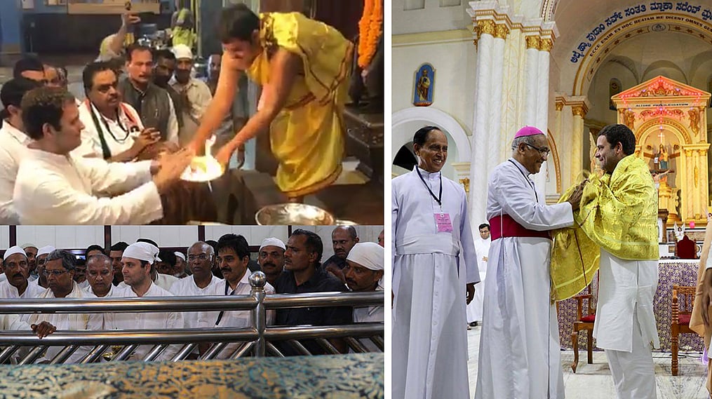 Rahul visits iconic  temple, dargah and church on Karnataka tour