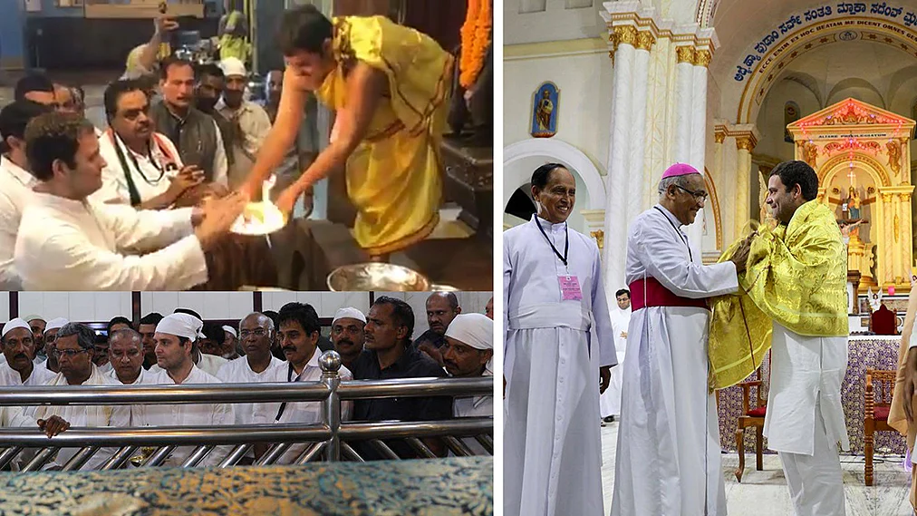 Rahul visits iconic temple, dargah and church on Karnataka tour