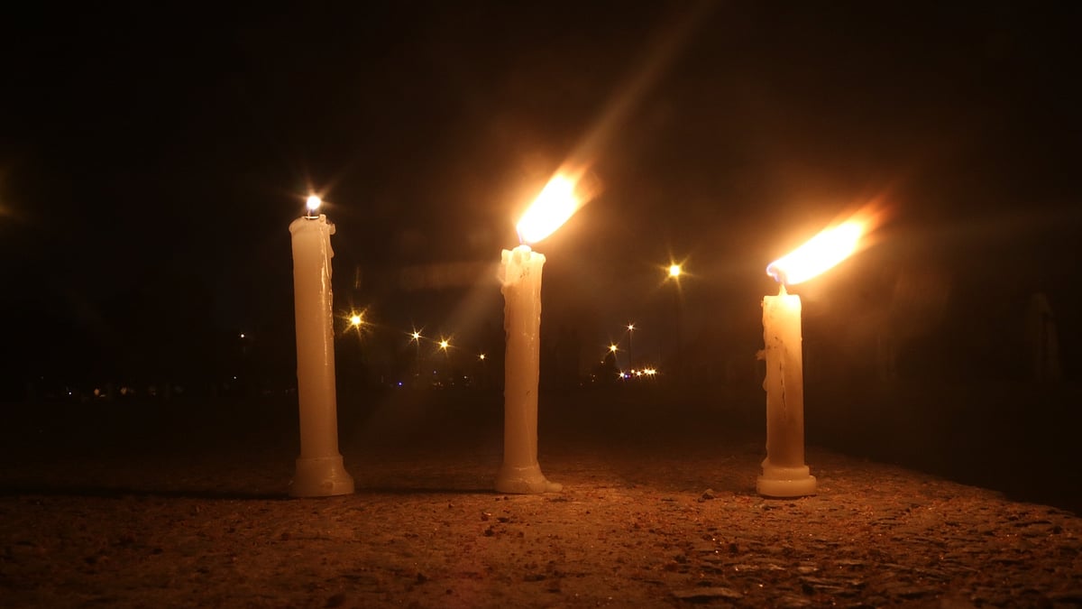 Candles which were lit at the midnight candlelight vigil led by Congress President Rahul Gandhi at India Gate on Thursday