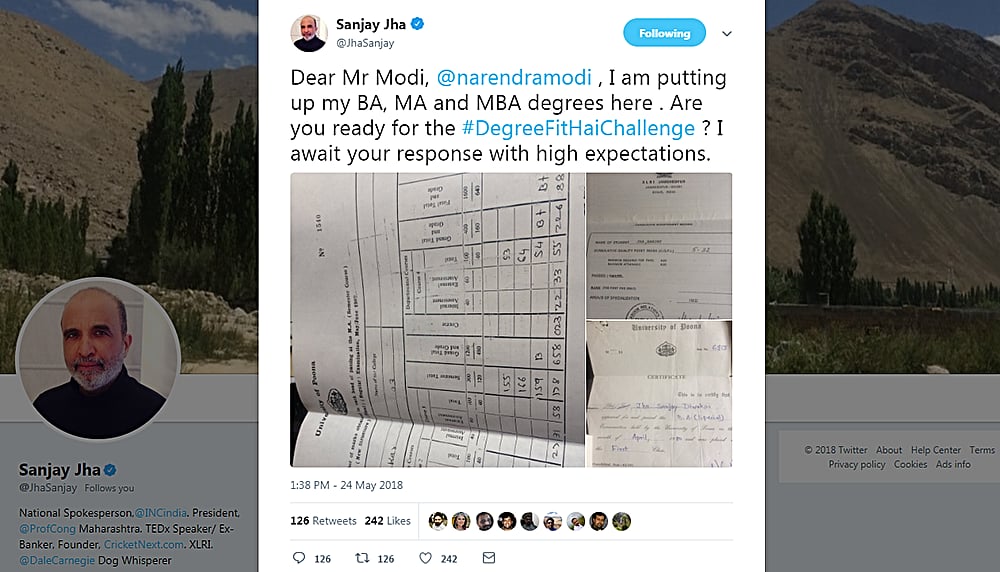 Congress leader tweets his degrees to PM Modi as Twitter challenges take off