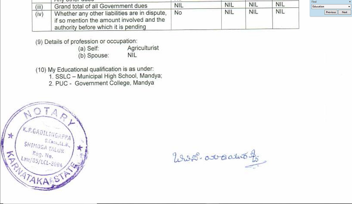  College graduate in 2013, Yeddyurappa becomes  Class 12 pass in 2018  