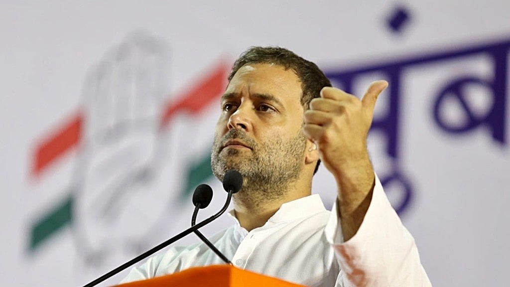 Congress President Rahul Gandhi addresses the Mumbai Regional Congress Committee Workers meeting on June 12