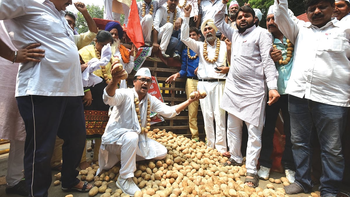 Farmers taking a part during a protest