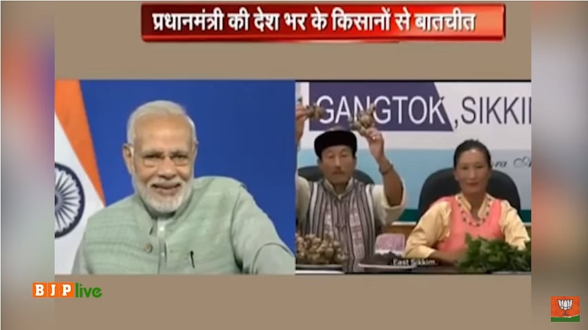 Farmers were marketing props in the PM’s self-promoting ‘interaction’