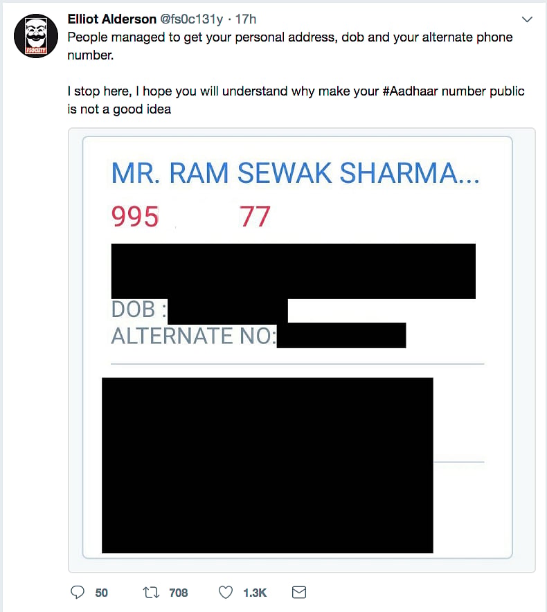 TRAI chief humbled after publishing his Aadhaar number in security challenge