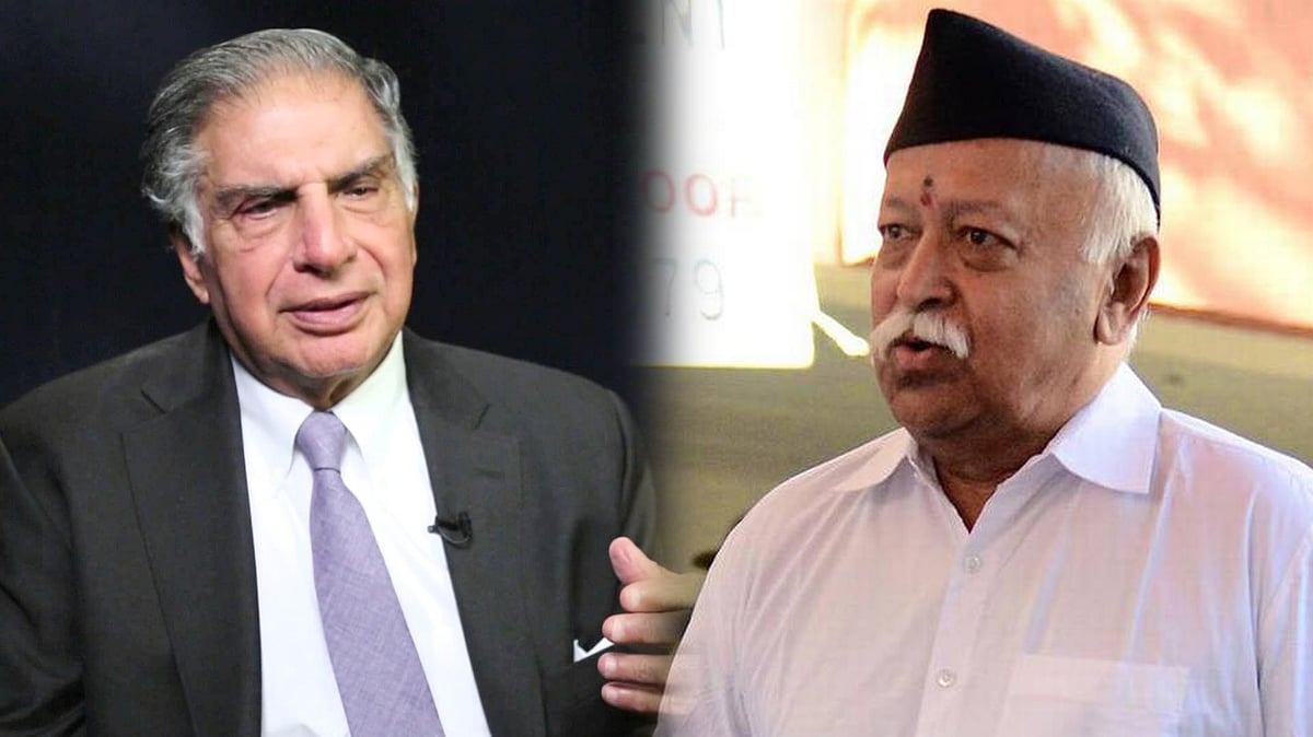 Industrialist Ratan Tata and RSS chief Mohan Bhagwat