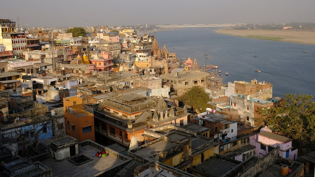 A view of the Ganga wading through Varanasi