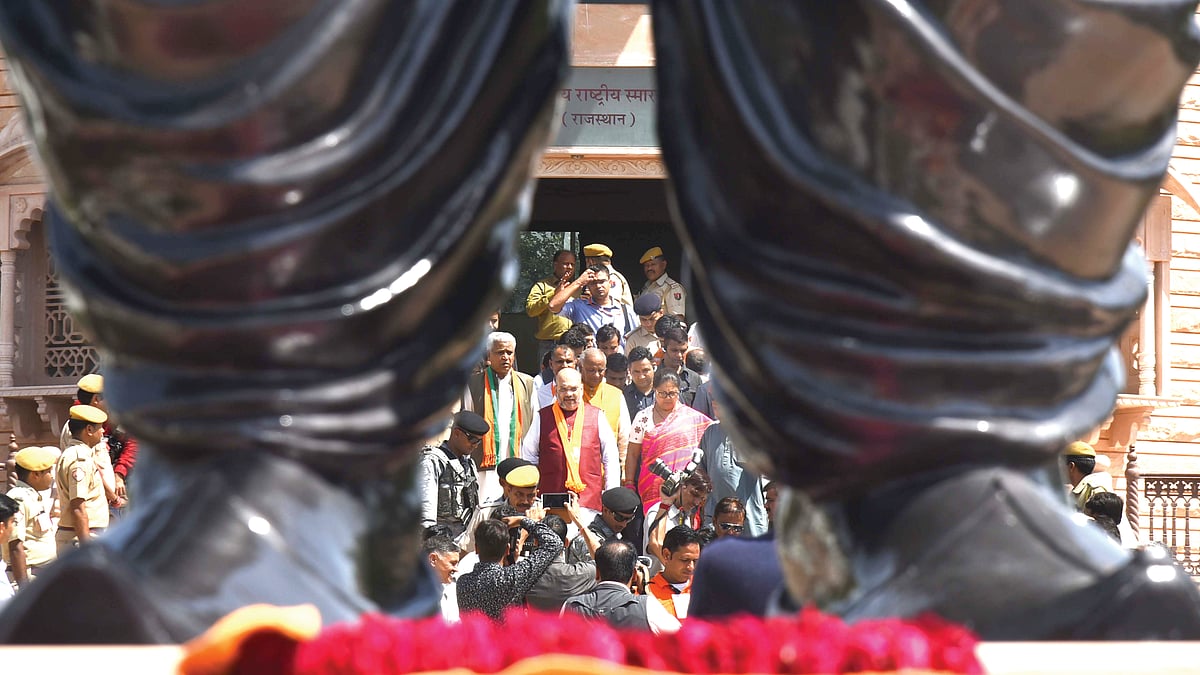 BJP President Amit Shah is seen with Rajasthan CM Vasundhara Raje&nbsp;