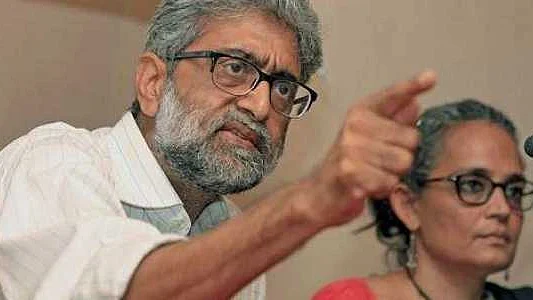Human Rights activist Goutam Navalakha and eminent writer and social activist Arundhati Roy&nbsp;