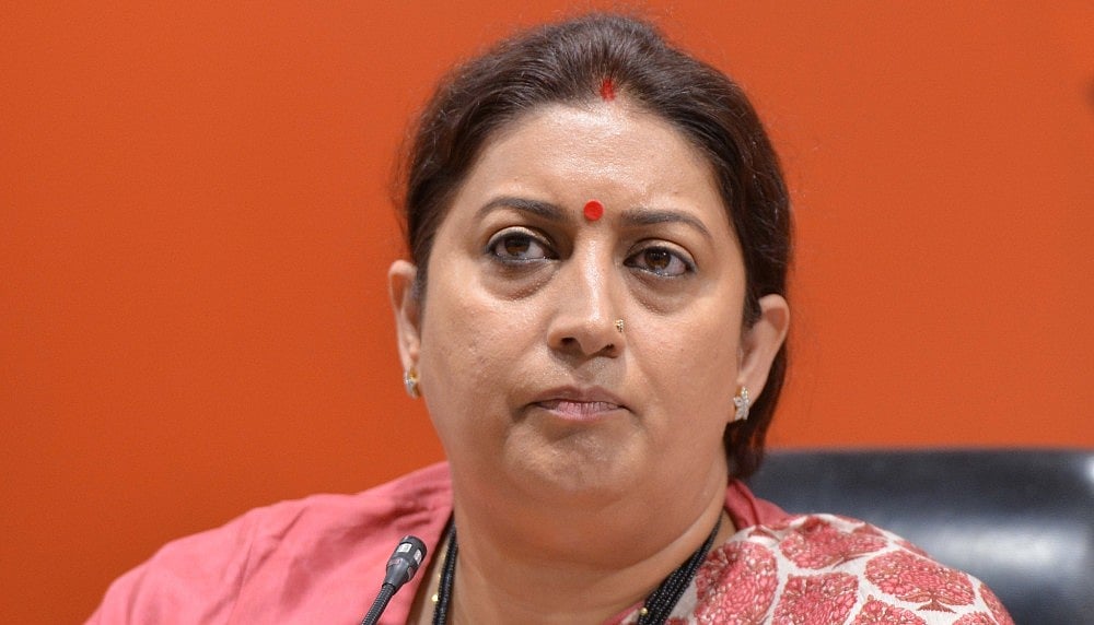 Bihar: Minister Smriti Irani’s posters blackened ahead of  public meeting; report