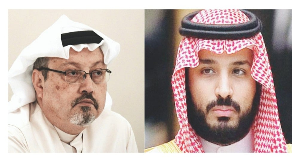 Saudi journalist Jamal Ahmad Khashoggi (L) and Crown Prince Mohammad Bin Salman (R)