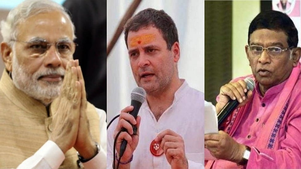 Prime Minister Narendra Modi, Congress president Rahul Gandhi and Janta Congress Chhattisgarh leader Ajit Jogi