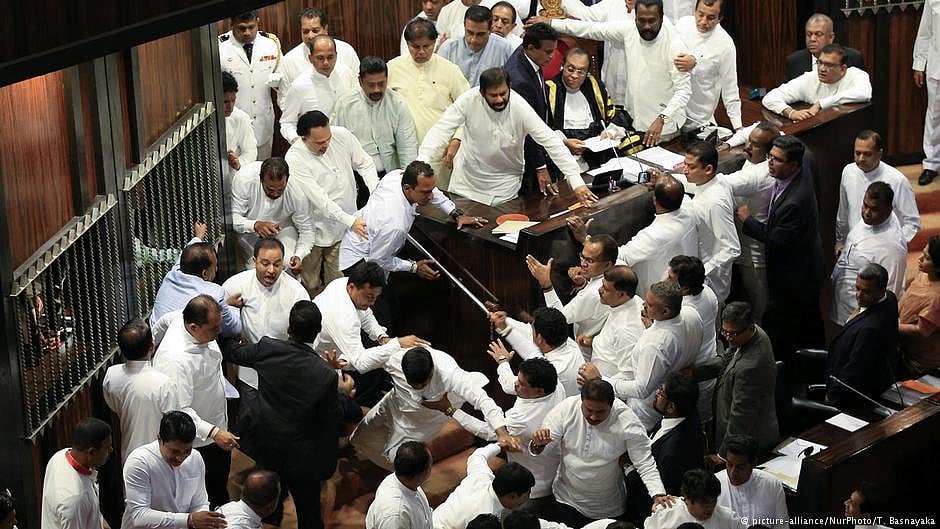 Sri Lankan lawmakers fight amid PM dispute