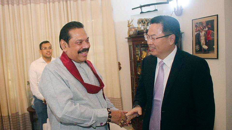China’s Ambassador to Sri Lanka Cheng Xueyuan calls on newly appointed Prime Minister Mahinda Rajapaksa&nbsp;