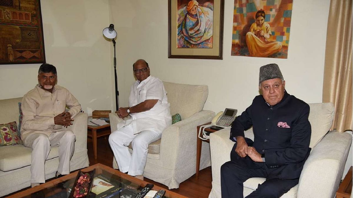 Andhra Pradesh Chief Minister Chandrababu Naidu, NCP chief Sharad Pawar and National Conference president Farooq Abdullah 