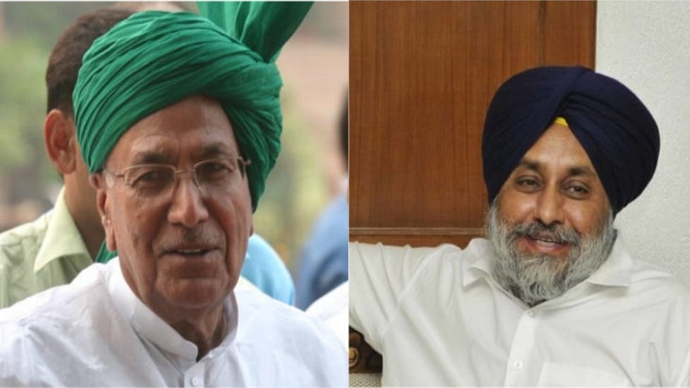 INLD chief Om Prakash Chautala (L) and former SAD President Sukhbir Singh Badal (R)