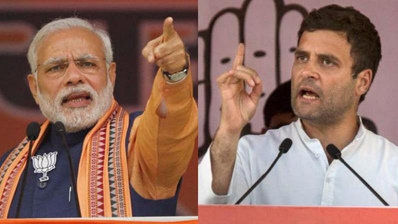 Prime Minister Narendra Modi (L) and Congress President Rahul Gandhi (R)