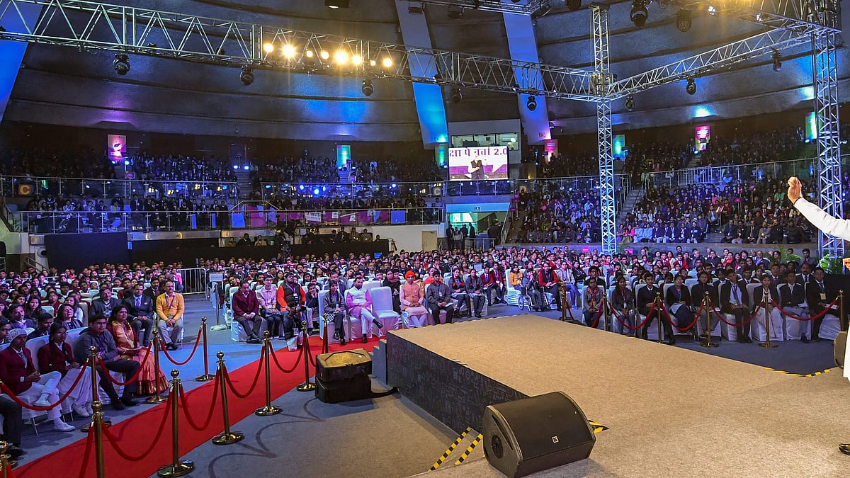 New Delhi: Prime Minister Narendra Modi interacts with school and college students, during ‘Pariksha Par Charcha’, in New Delhi, Tuesday, Jan 29, 2019. (PIB Photo via PTI) (PTI1_29_2019_000091B)
