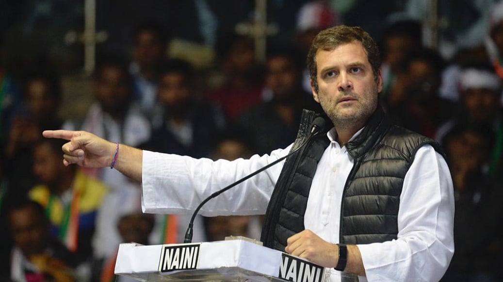 Congress President Rahul Gandhi during a speech in New Delhi on Wednesday