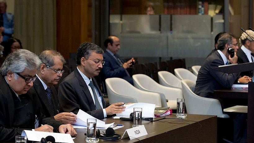 Indian side is being represented by Harish Salve (extreme left)