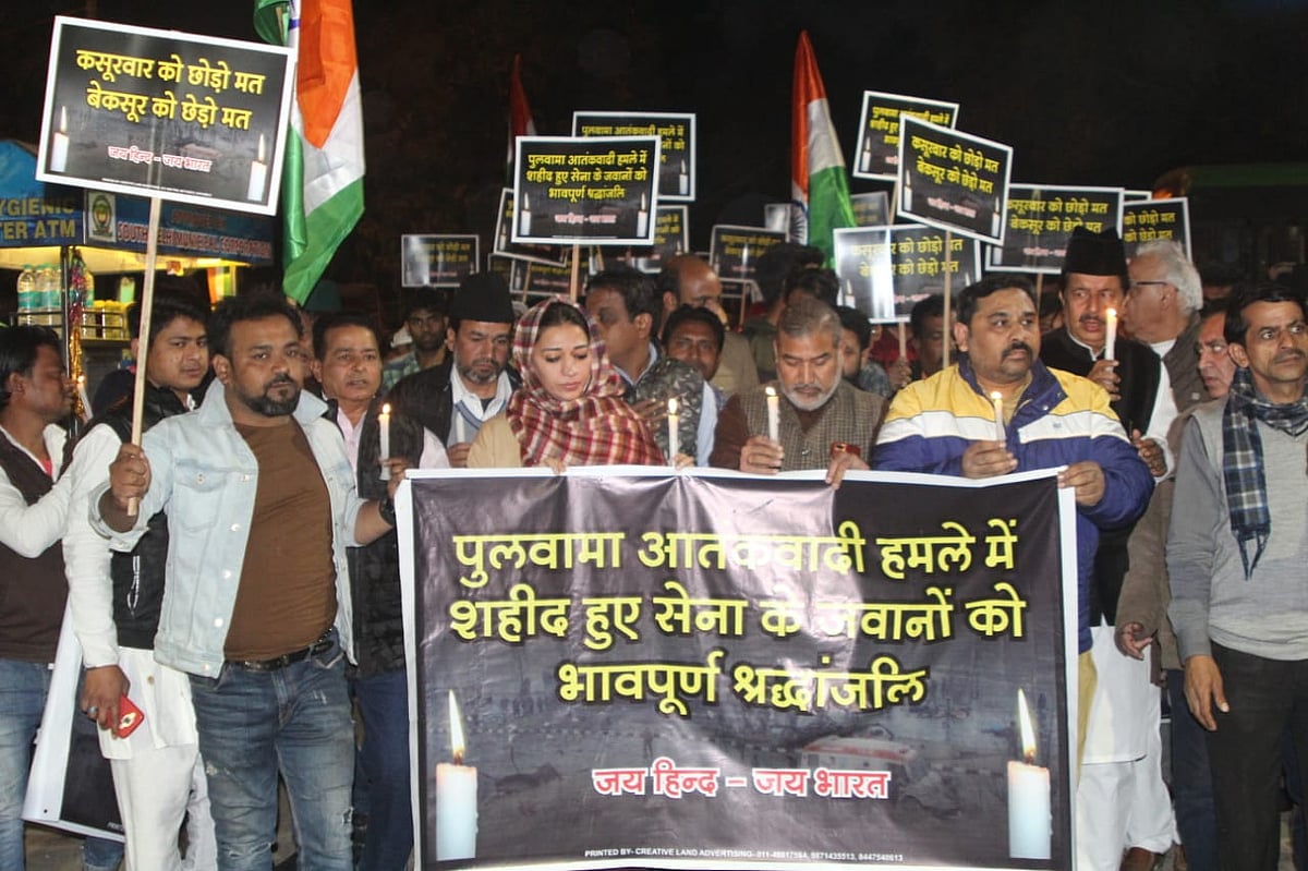 A candle march in Delhi paying tribute to Pulwama attack martyrs, appealing for peace and harmony