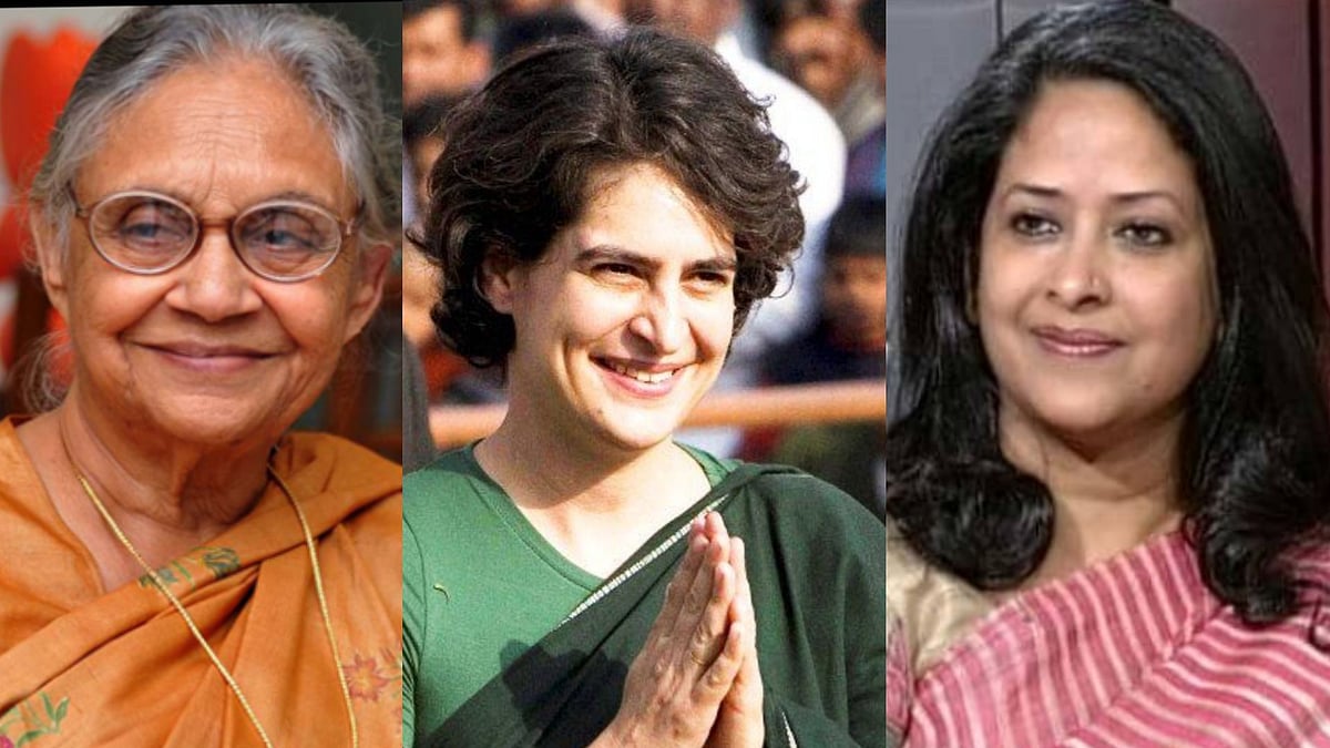 Former CM of Delhi Sheila Dikshit, General Secretary of AICC in Eastern Uttar Pradesh, Priyanka Gandhi and Chief spokesperson of Delhi Congress Sharmistha Mukherjee