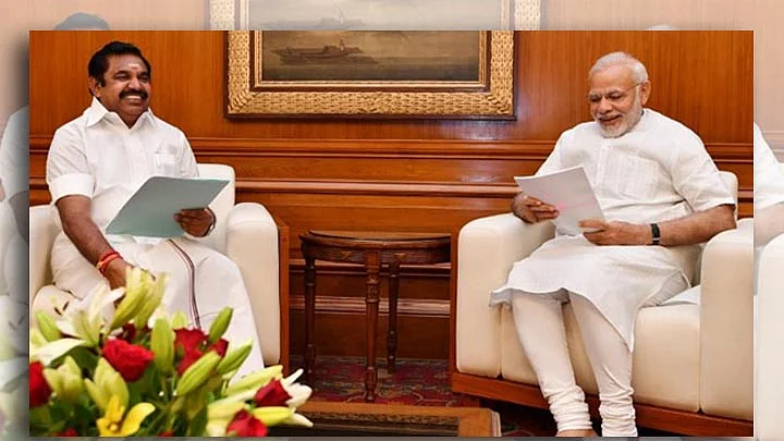 Edappadi K Palaniswami with Prime Minister Narendra Modi