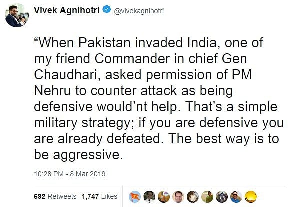 Vivek Agnihotri claims Nehru remained indecisive during 1965 Indo-Pak war, deletes tweet