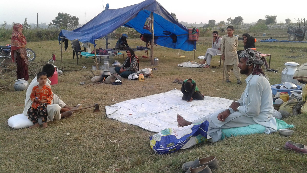 A tribal family camping on the periphery of Gadigarh town near winter capital city Jammu.