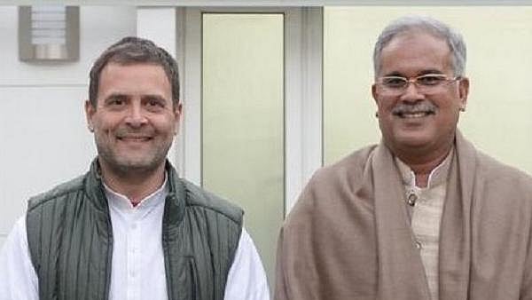 Congress President Rahul Gandhi and Chhattisgarh Chief Minister Bhupesh Baghel