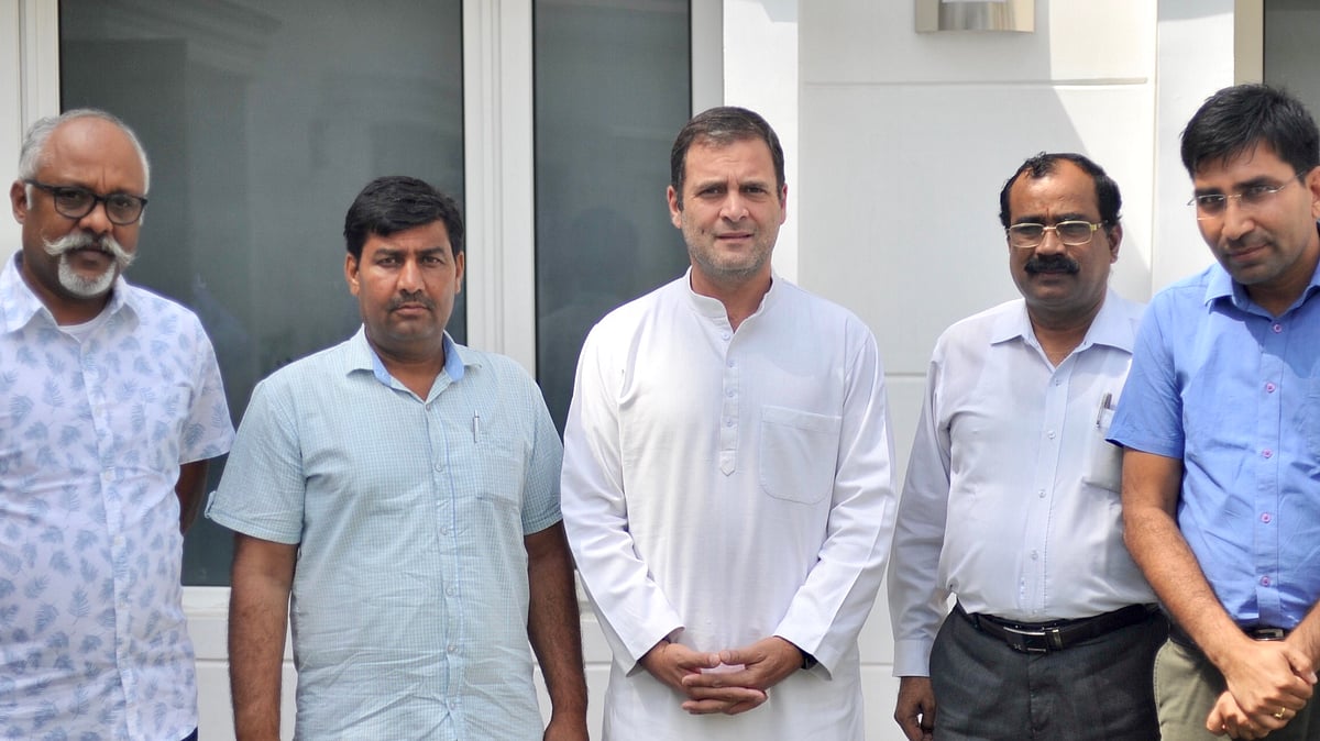 Congress President Rahul Gandhi with representatives of Chit Fund affected groups in New Delhi