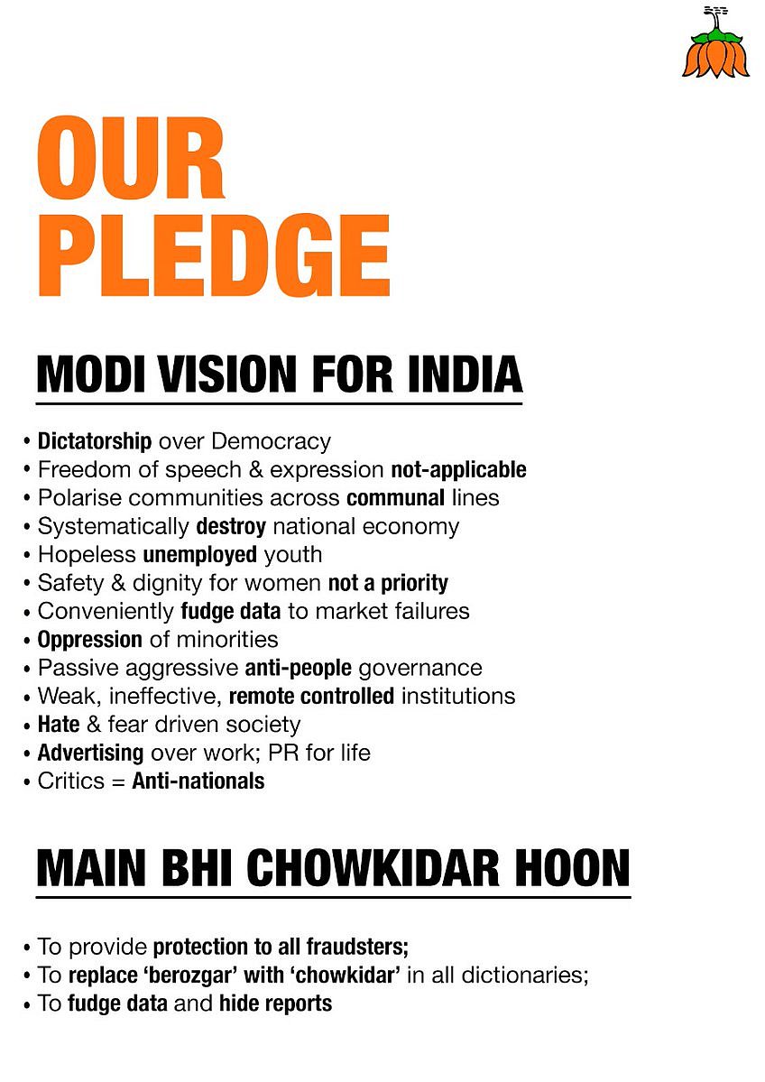 Congress releases parody manifesto of Bharatiya Jumla Party (BJP) on April Fool’s Day 