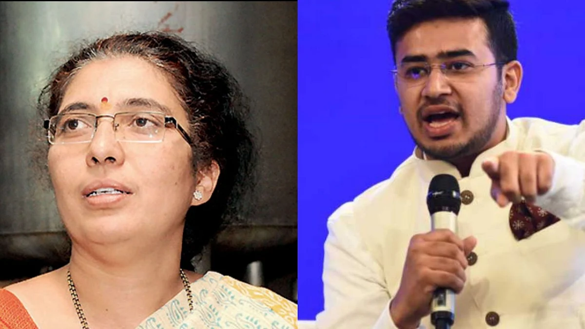 Tejaswini Ananth Kumar and BJP  candidate and RSS leader Tejasvi Surya (nh)