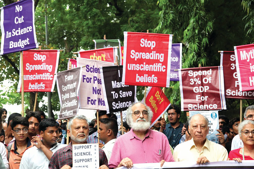 Scientists take part in the ‘India March for Science’ on August