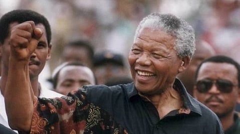 A file photo of South Africa’s anti-Apartheid icon Nelson Mandela
