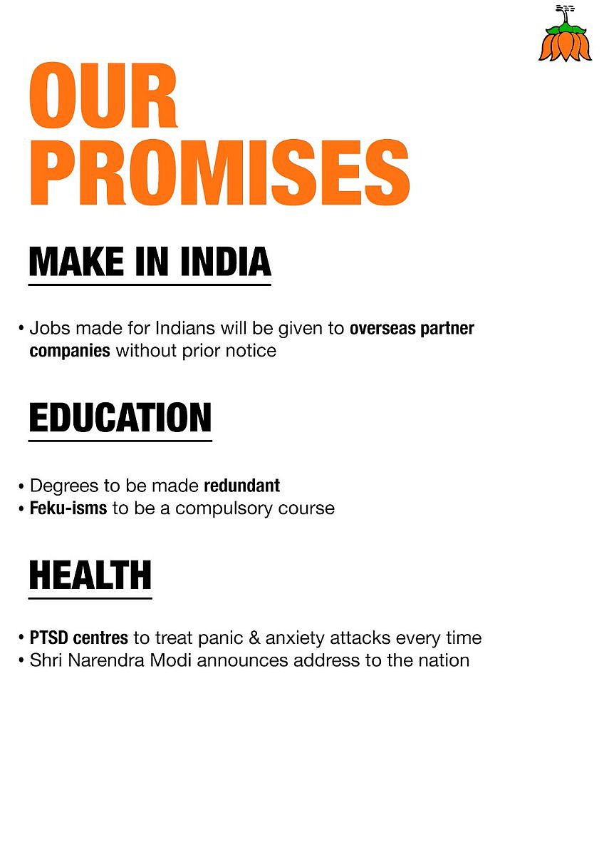Congress releases parody manifesto of Bharatiya Jumla Party (BJP) on April Fool’s Day 