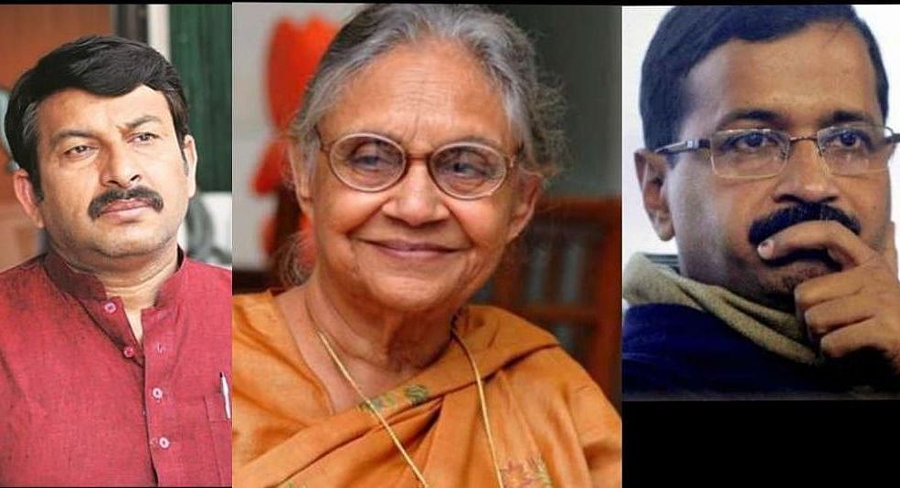 BJP Delhi President Manoj Tiwari, Congress President Sheila Dixit and Delhi CM Arvind Kejriwal (nh)