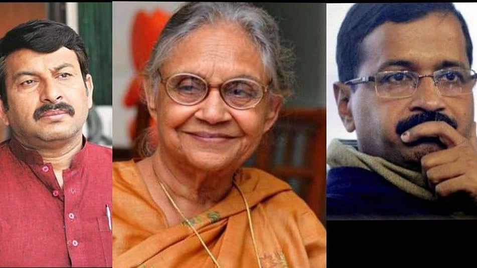 BJP Delhi President Manoj Tiwari, Congress President Sheila Dixit and Delhi CM Arvind Kejriwal (nh)